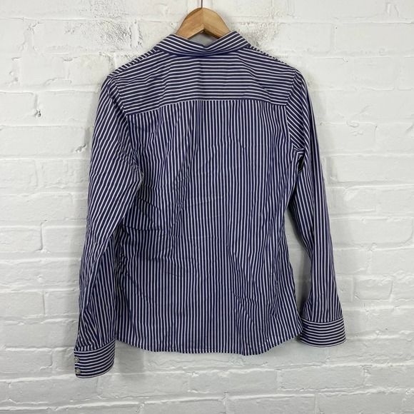 Banana Republic Women's Non Iron Fitted Stripe Button Down Shirt Long Sleeve 10 - Picture 2 of 5